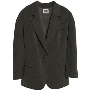 Krizia (Italy) Vintage Twill Weave Virgin Wool Cutaway Blazer Olive : L